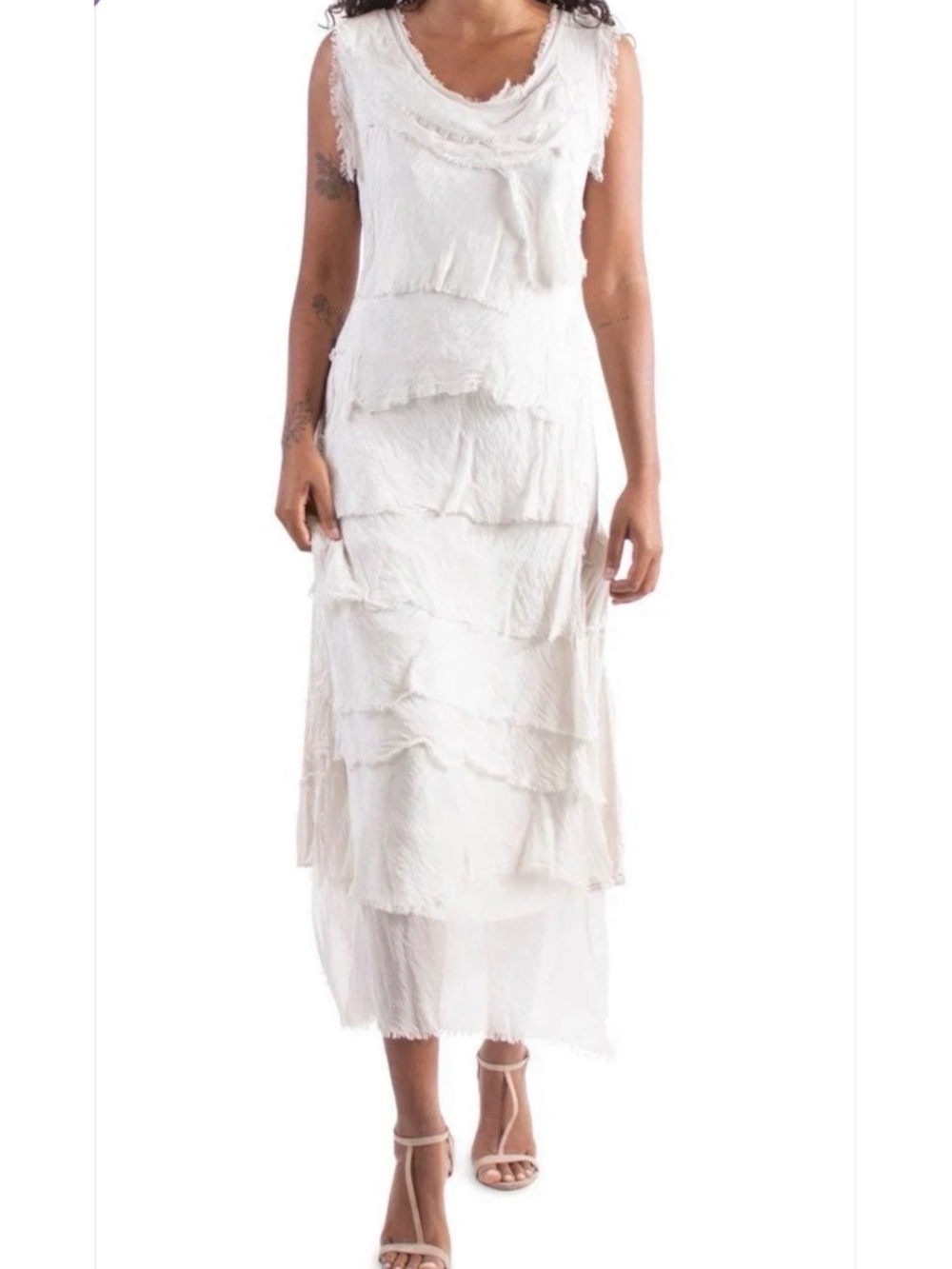 New with tags Gigi Moda Sienna Maxi Dress in white. Elegant layered silk ruffle